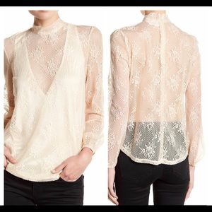 Line & Dot Womens Cedar Lace Cream Nude Blouse - image 1